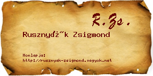 Rusznyák Zsigmond névjegykártya